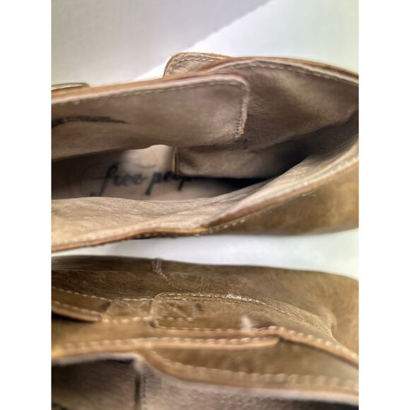 Free People Belleville Suede Leather Ankle Bootie Boots Khaki Brown 30 - Picture 5 of 8